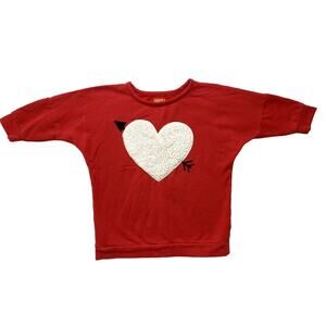 HARPER CANYON Red White Fleece Heart Love Sweatshirt Size 7 Girls Long Sleeve
